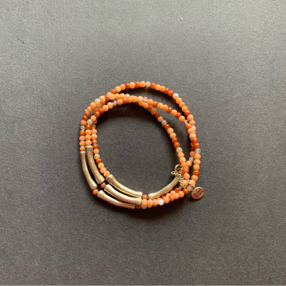 Sigrid Olsen 3 Strand Glass Beaded Bracelet | Gold Accent - Picture 2 of 6